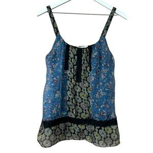 Gibson Sheer Layer Medallion Floral Tank Top Women Sz M